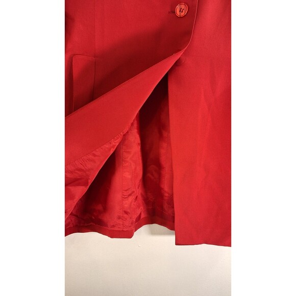 HUGO BUSCATI COLLECTION 100% Silk Long Blazer Women's Sz 14 Red Classic Preppy - Picture 8 of 9